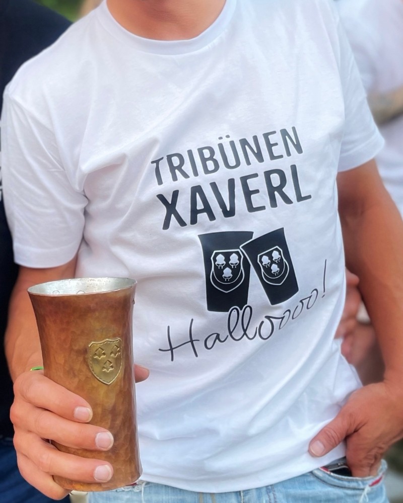 “Tribünen Xaverl Hallooo!“ TShirt - Schwarz/Weiß | Landshuter Hochzeit